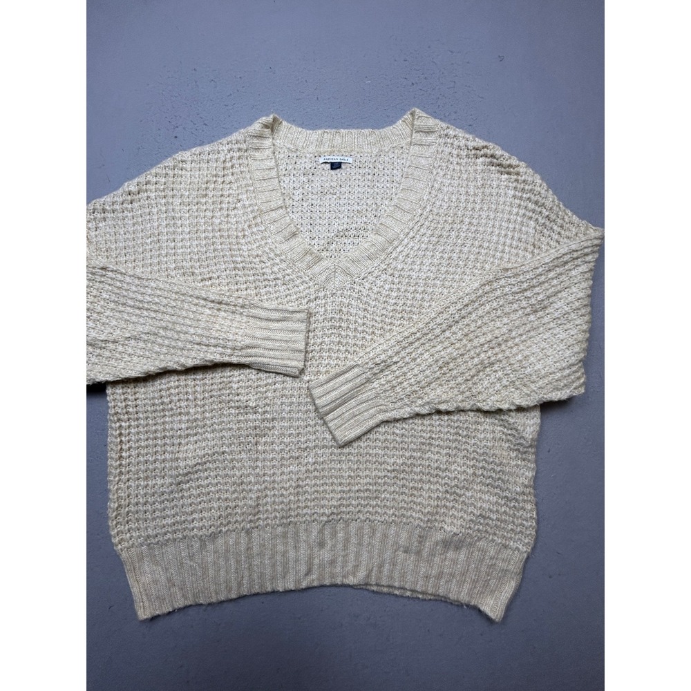 American Eagle Sweater Acrylic Polyester Knit Cream Large Womens